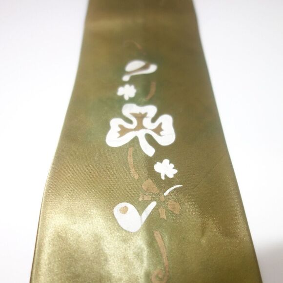 Vintage Green Irish Shamrock Pipe Men's Acetate Neck Tie - Picture 1 of 7